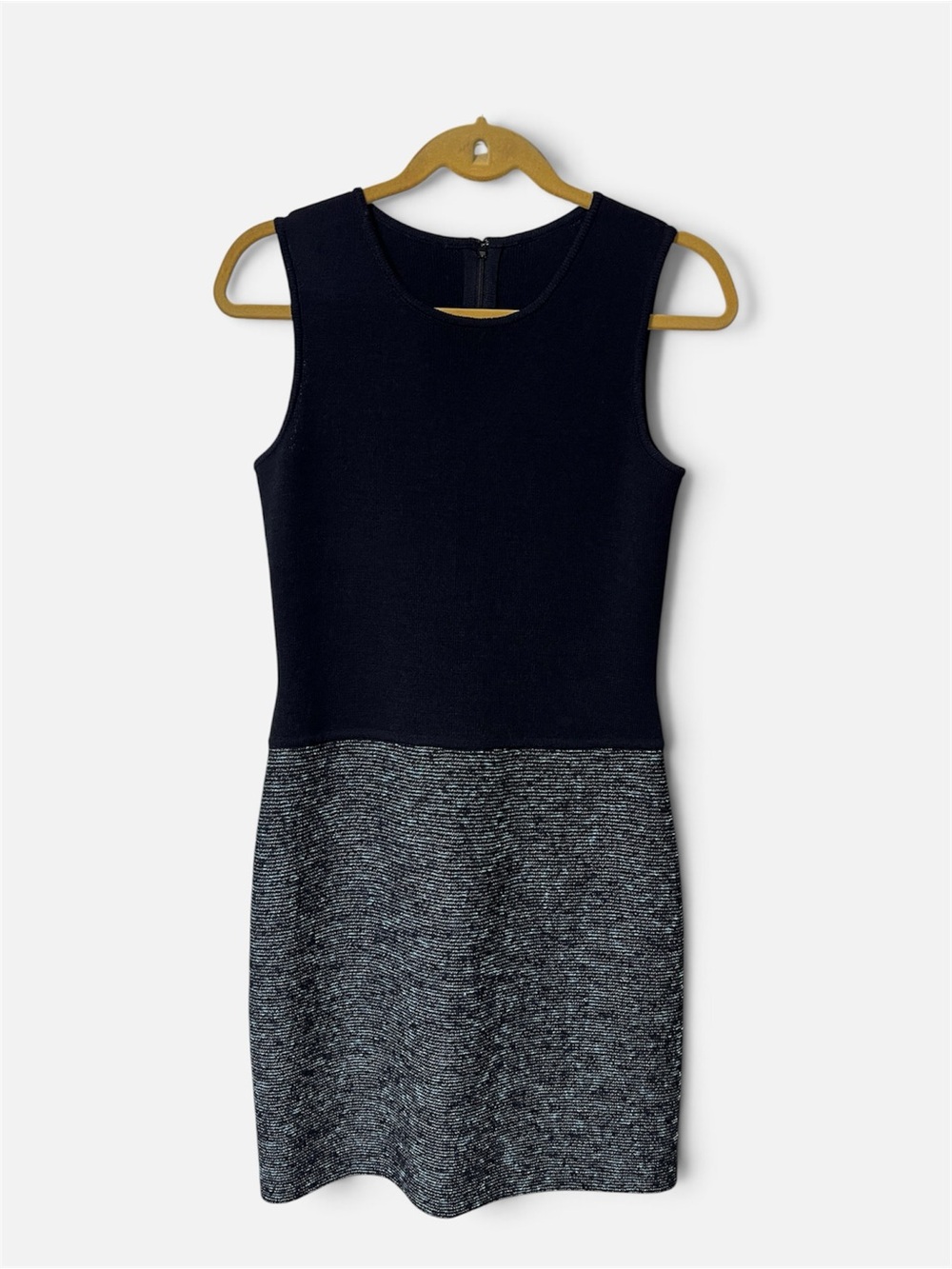 St. John Collection Sleeveless Sheath Two-Tone Knit Dress